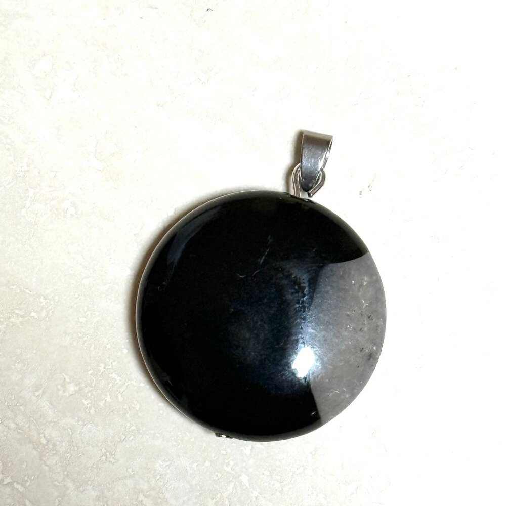 2/$20, Natural Black Agate Pendant, Large Geometric Gemstone Pendant, Yin Yang